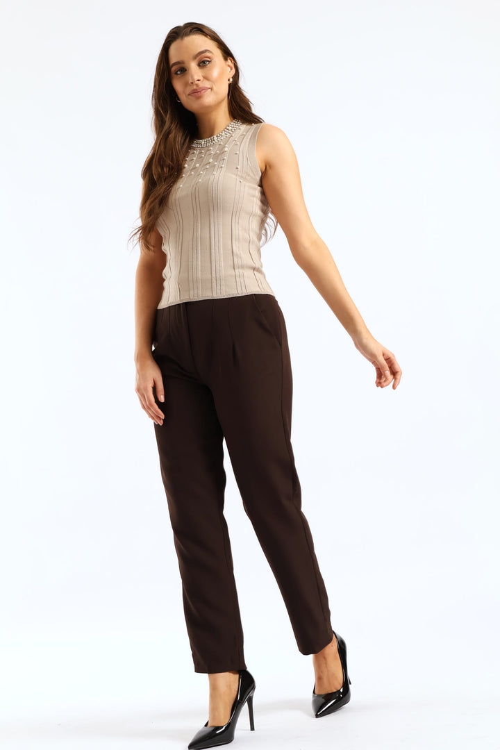 Textured Pearl Pullover - Camel