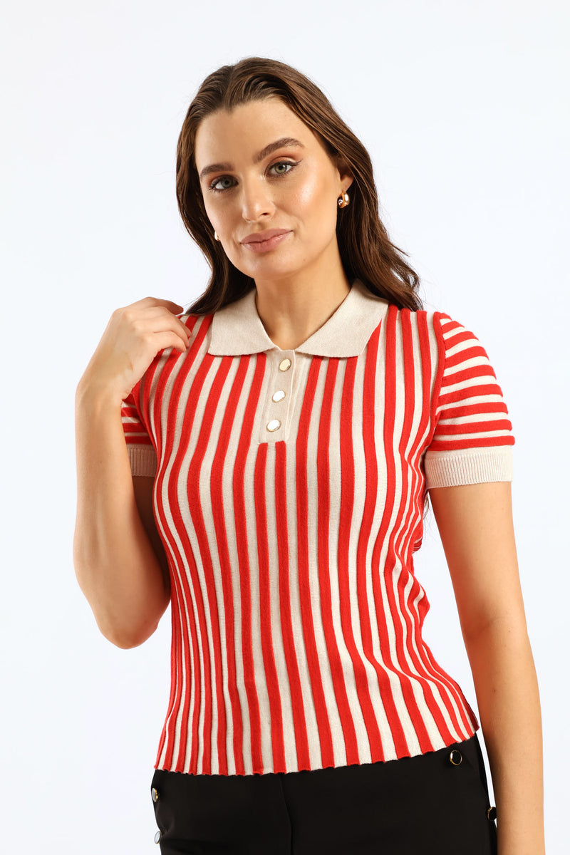 Button Two Tone Golfer - Red