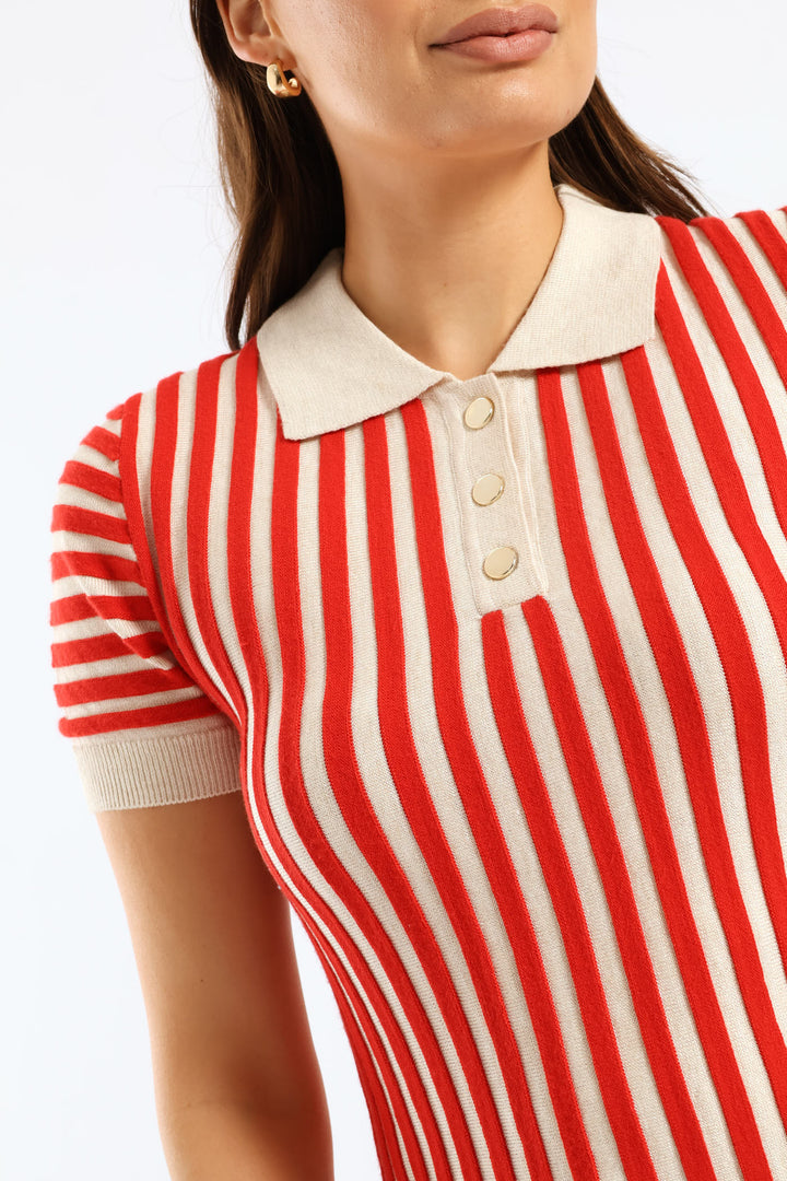 Button Two Tone Golfer - Red