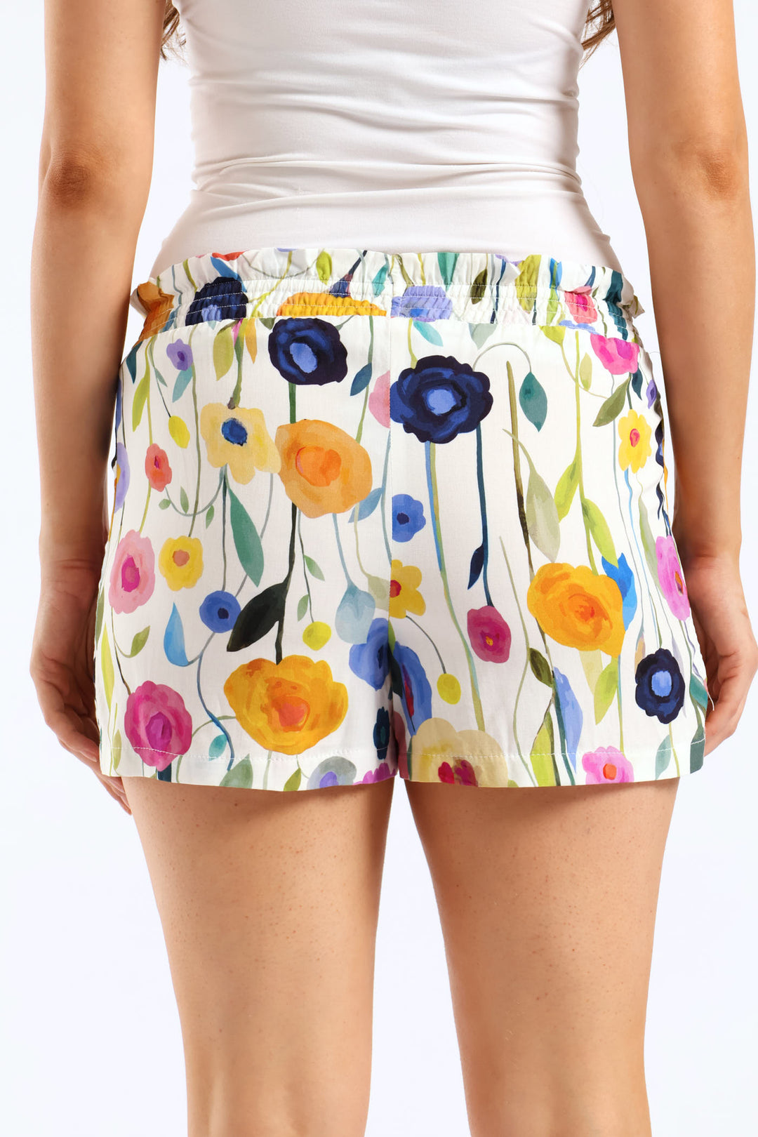 Shirred Waist Detail Woven Viscose Short - Multi