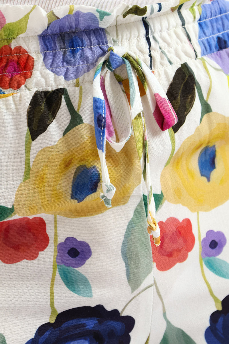 Shirred Waist Detail Woven Viscose Short - Multi