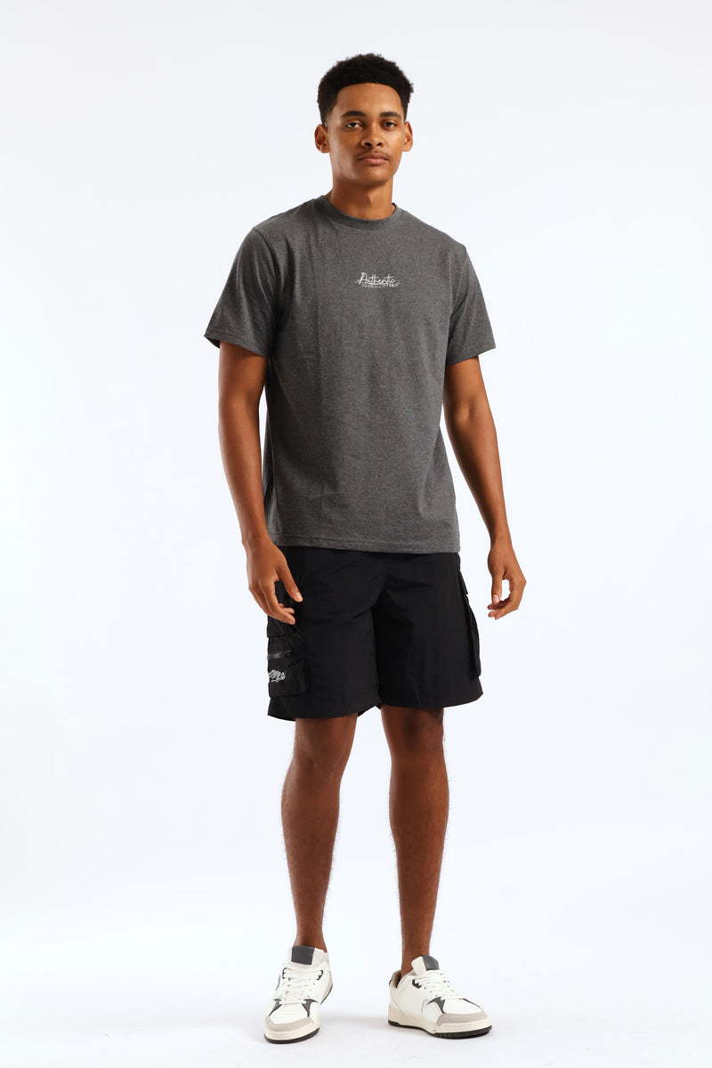 Authentic Basic Print Tee - Charcoal