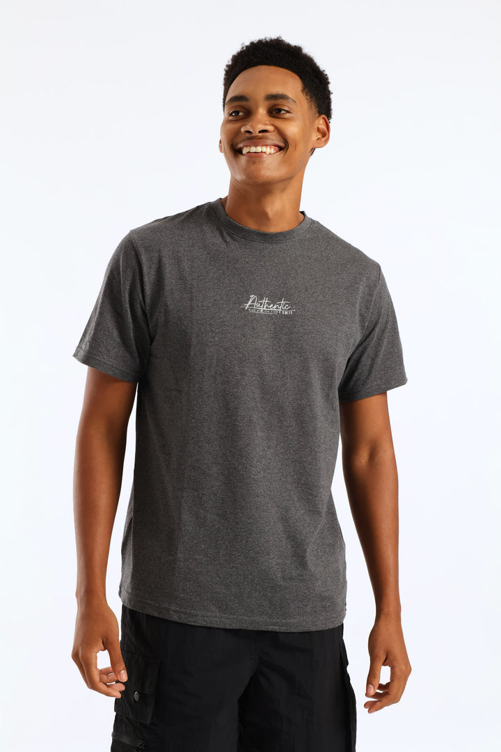 Authentic Basic Print Tee - Charcoal