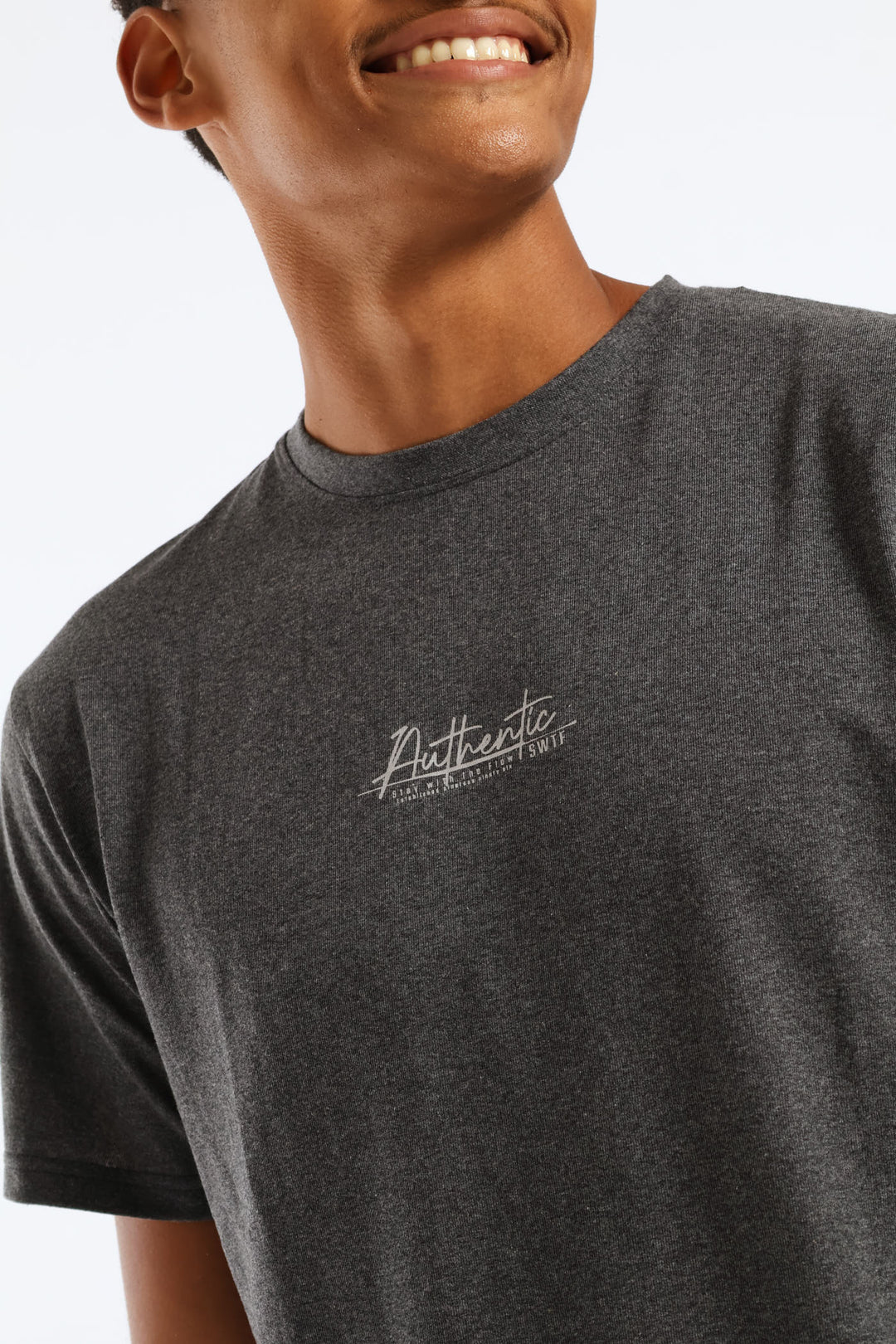 Authentic Basic Print Tee - Charcoal