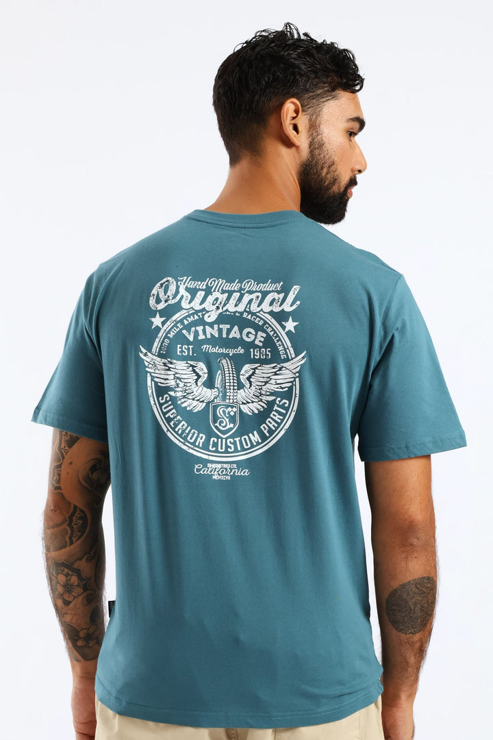 Original Cola Wings Front & Back Tee - Teal
