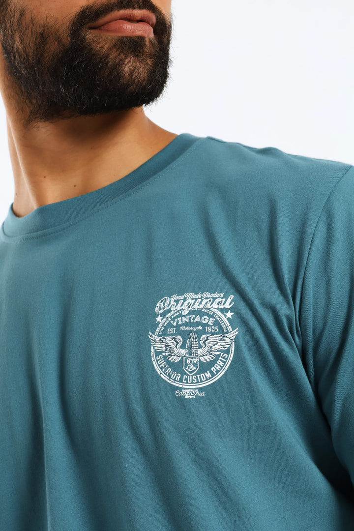 Original Cola Wings Front & Back Tee - Teal