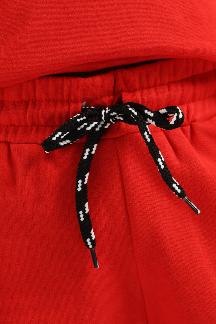 Boys Slogan Fleece Short - Red