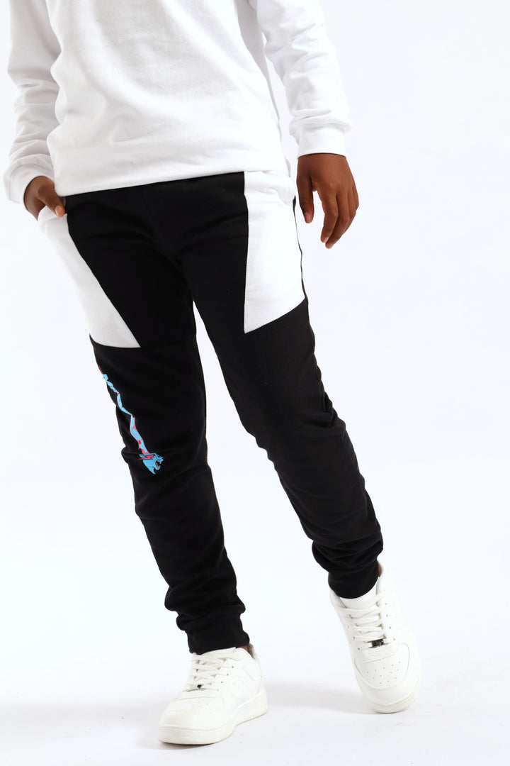 Boys Mr Beast Fleece Joggers - Black/White