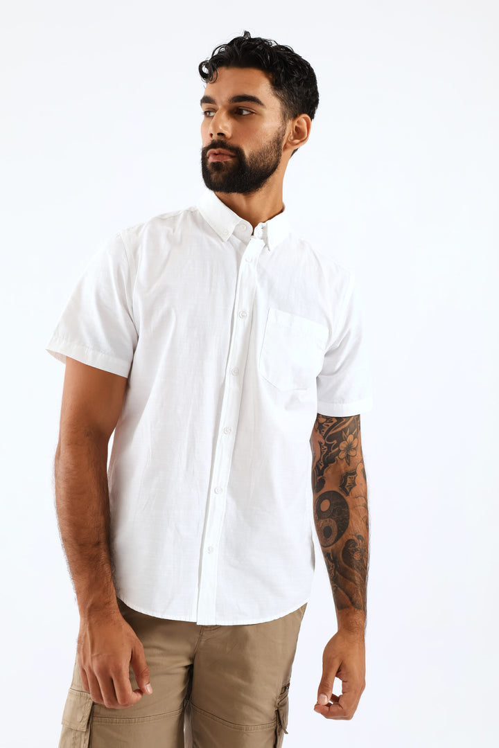 Ringspun Slub Button Down Shirt - White