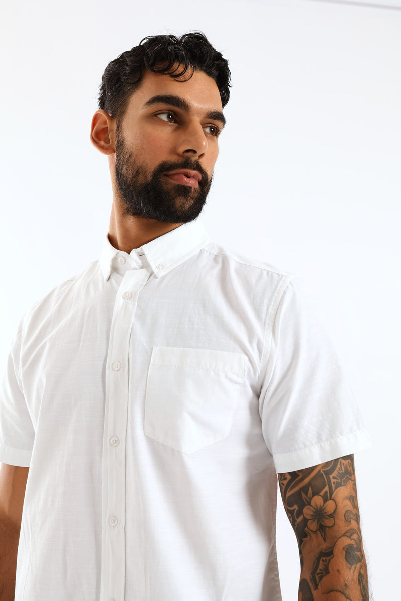 Ringspun Slub Button Down Shirt - White