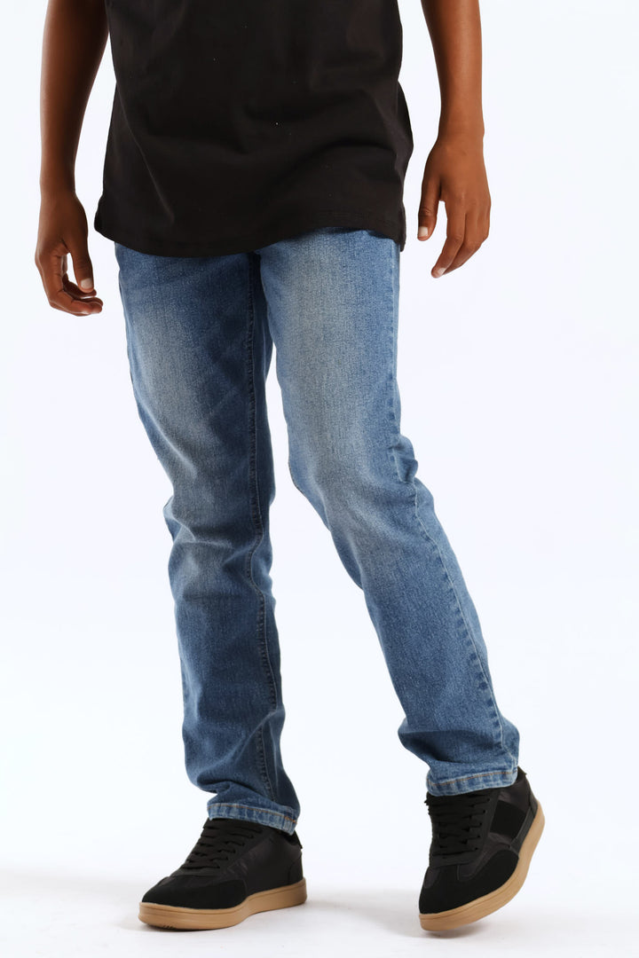 Boys Saddle Jean - Mid Blue