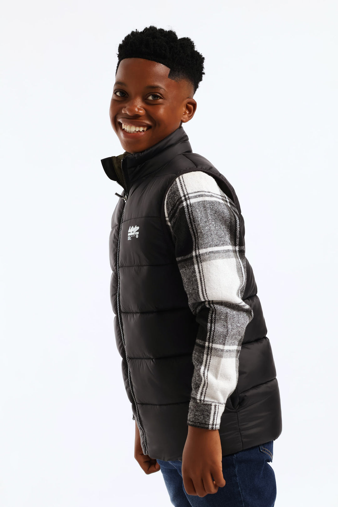 Boys Quilted Padded Gilet - Black