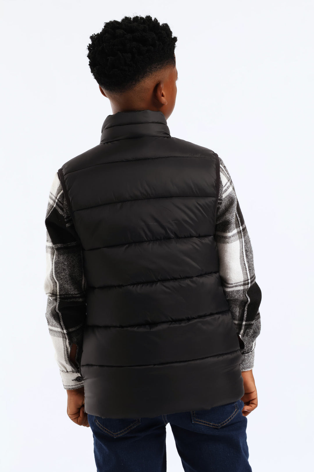 Boys Quilted Padded Gilet - Black