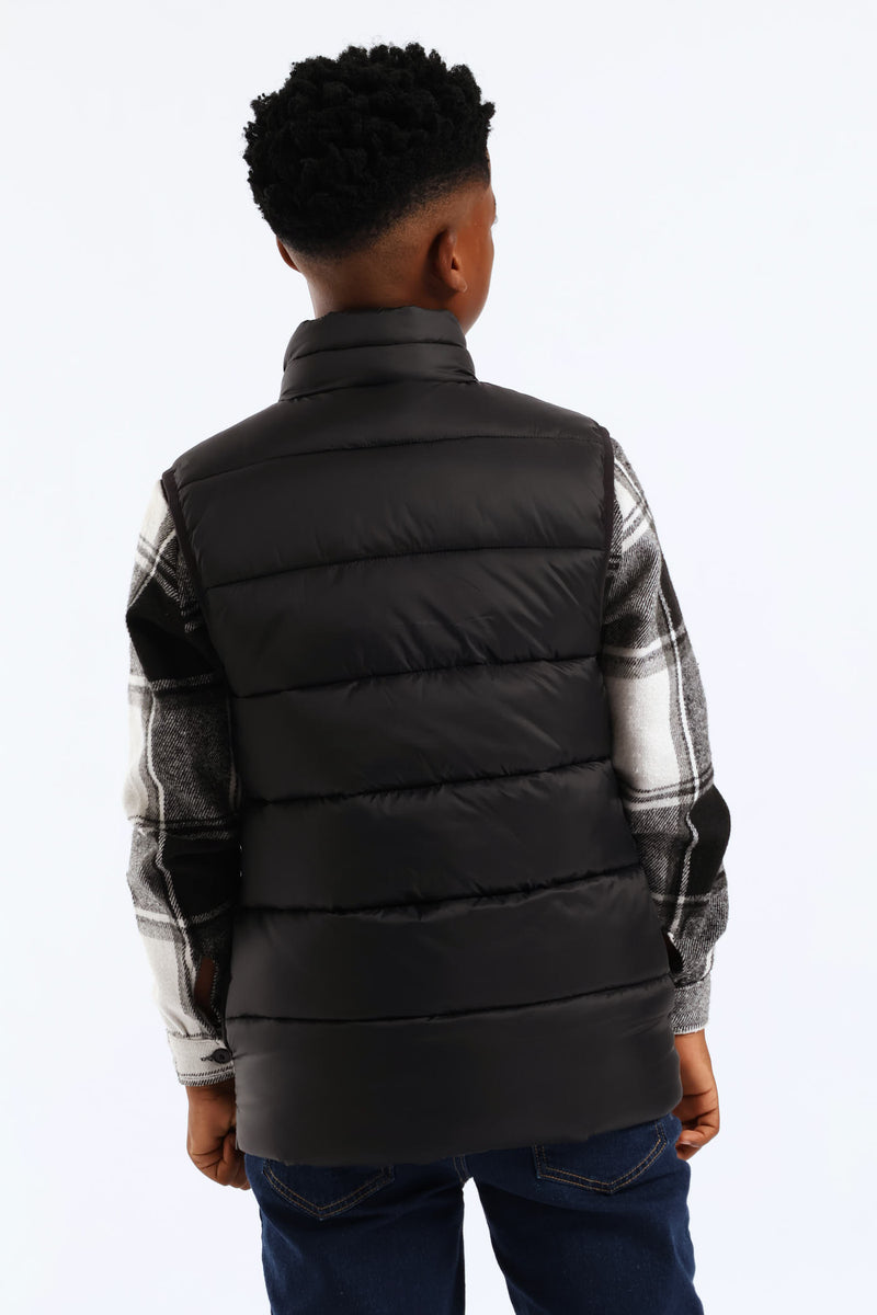 Boys Quilted Padded Gilet - Black