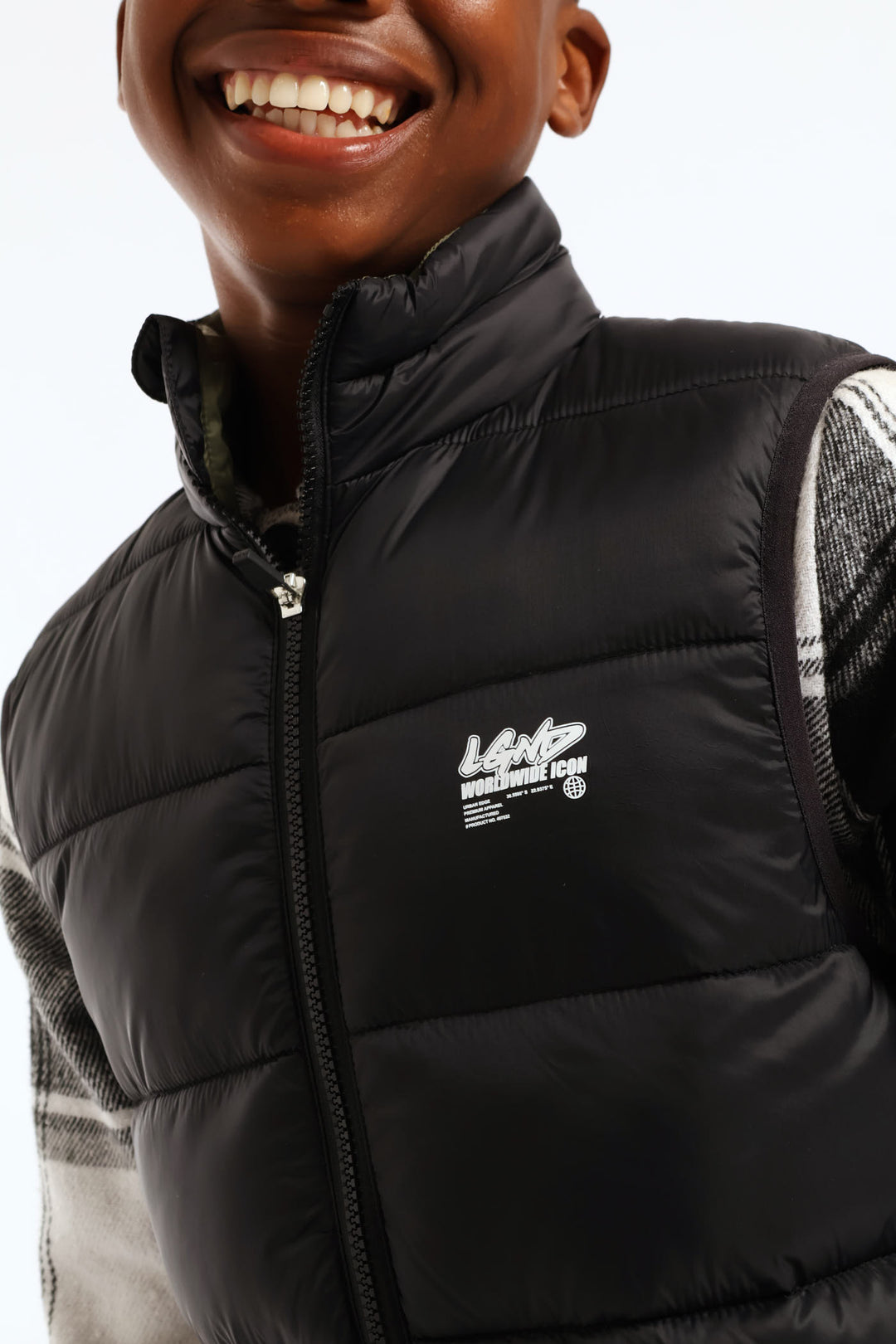 Boys Quilted Padded Gilet - Black