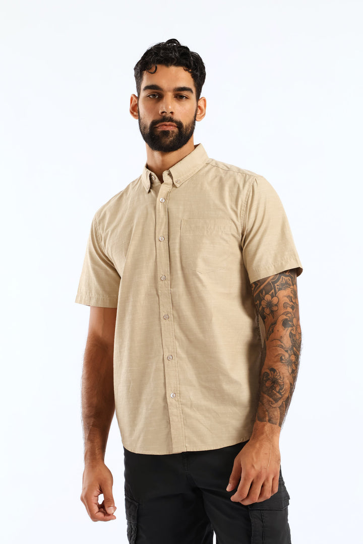 Ringspun Slub Button Down Shirt - Stone