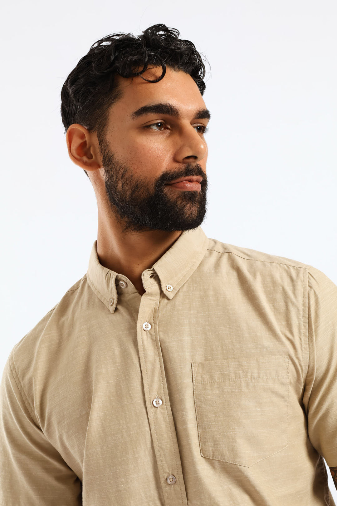 Ringspun Slub Button Down Shirt - Stone