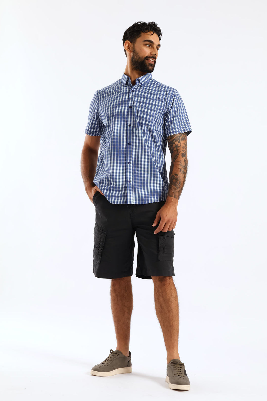 Button Down Check Shirt - Blue
