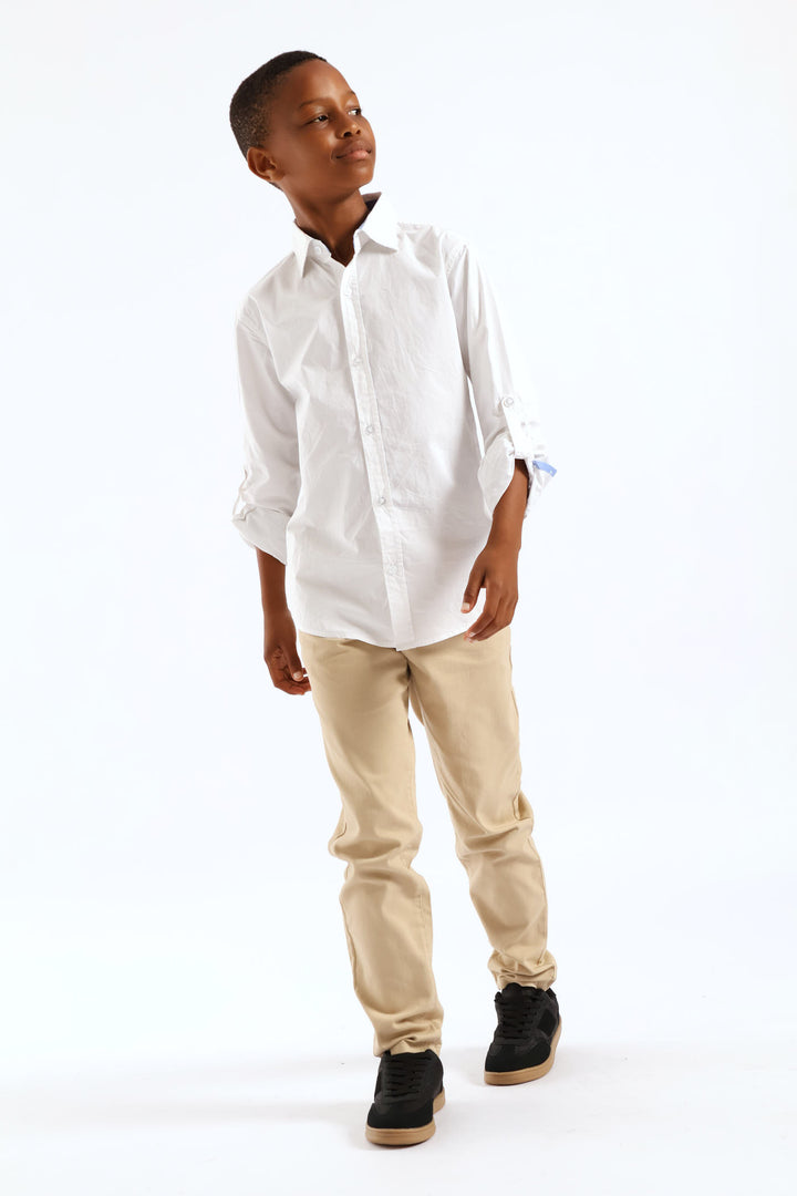 Boys Cotton Formal Shirt - White