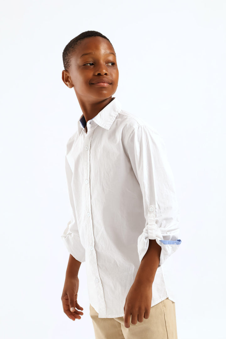Boys Cotton Formal Shirt - White