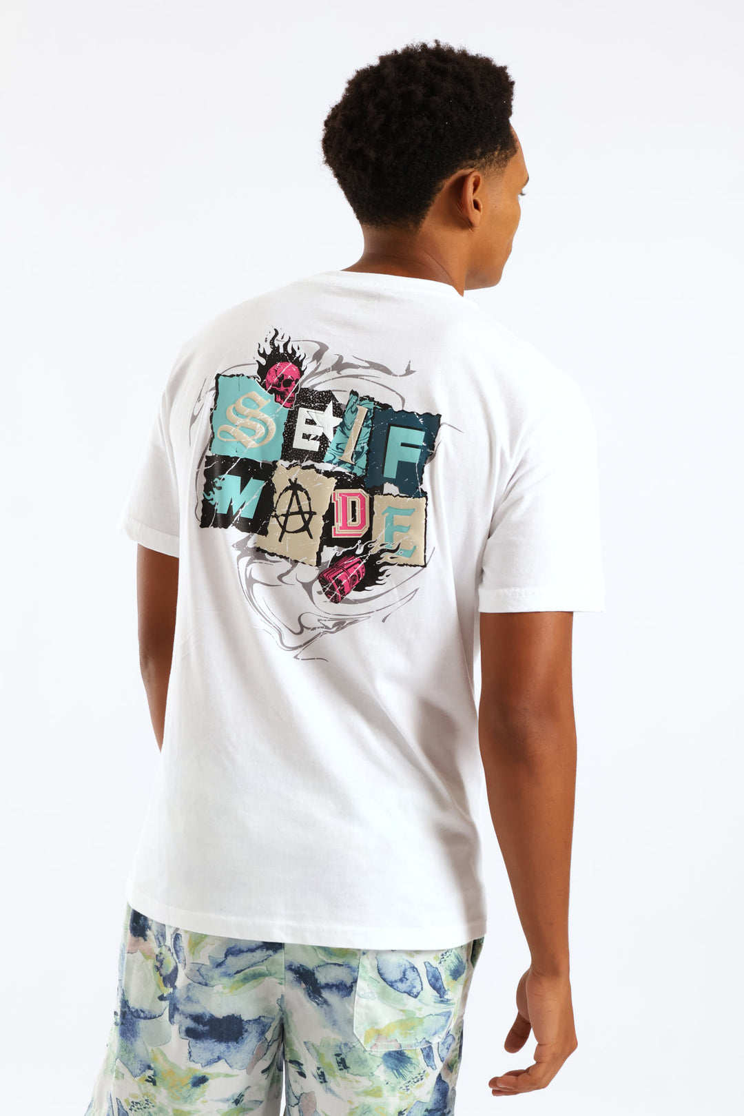 Self Made Front & Back Print Tee - White
