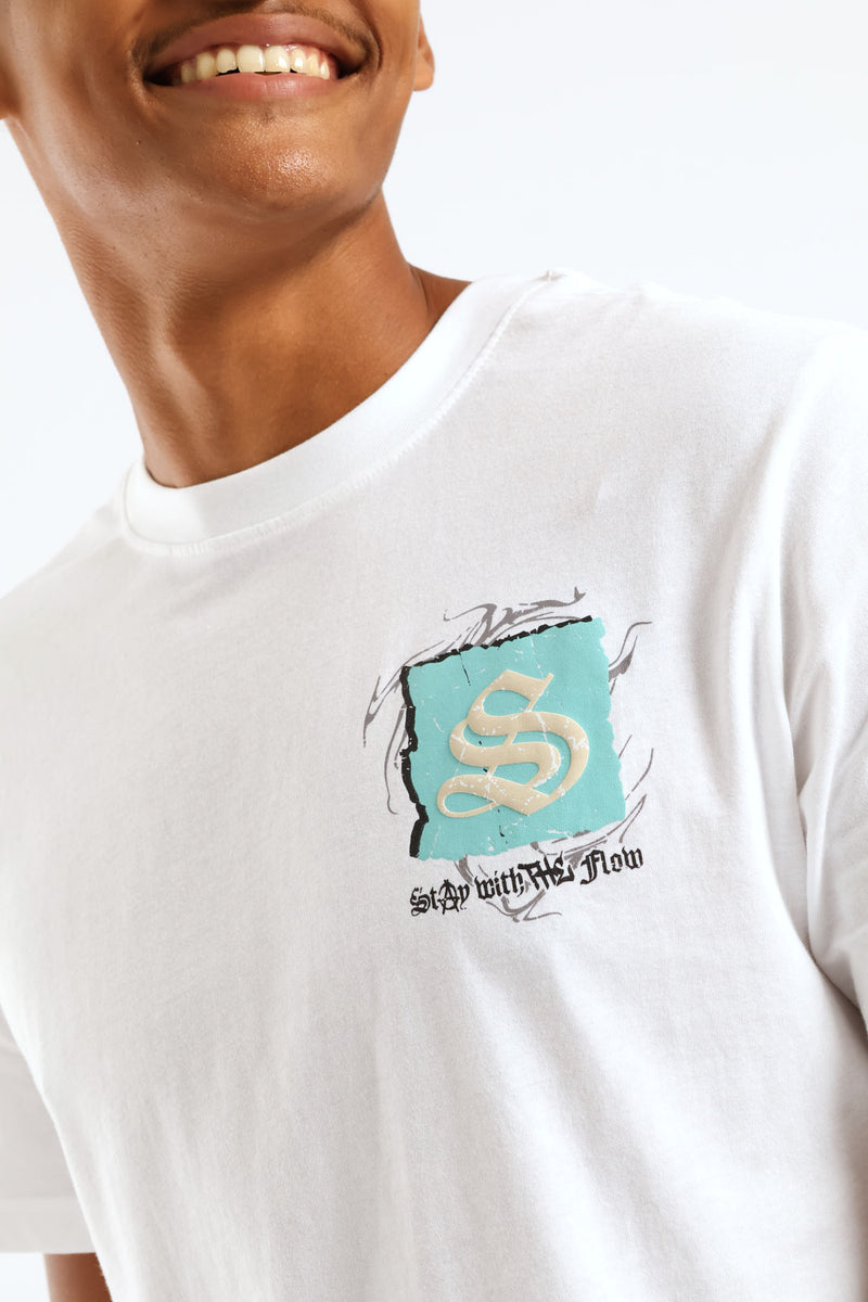 Self Made Front & Back Print Tee - White