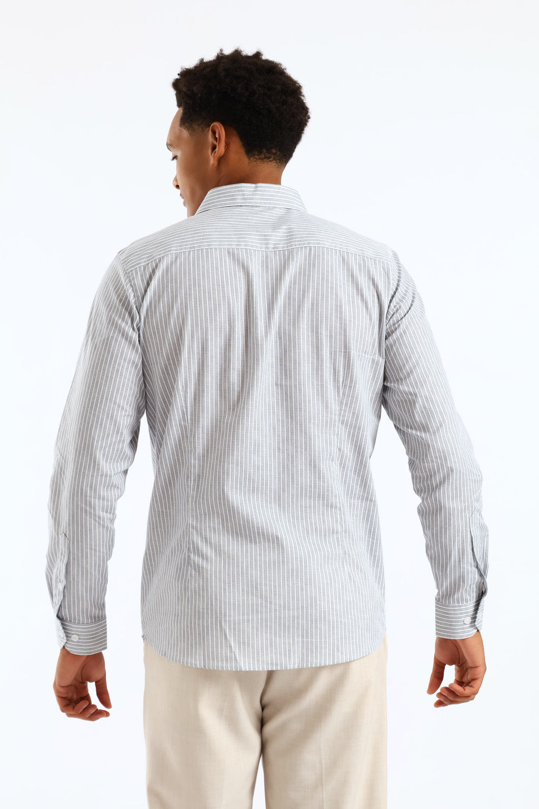 Slim Dotted Stripe Printed Shirt - White/Blue