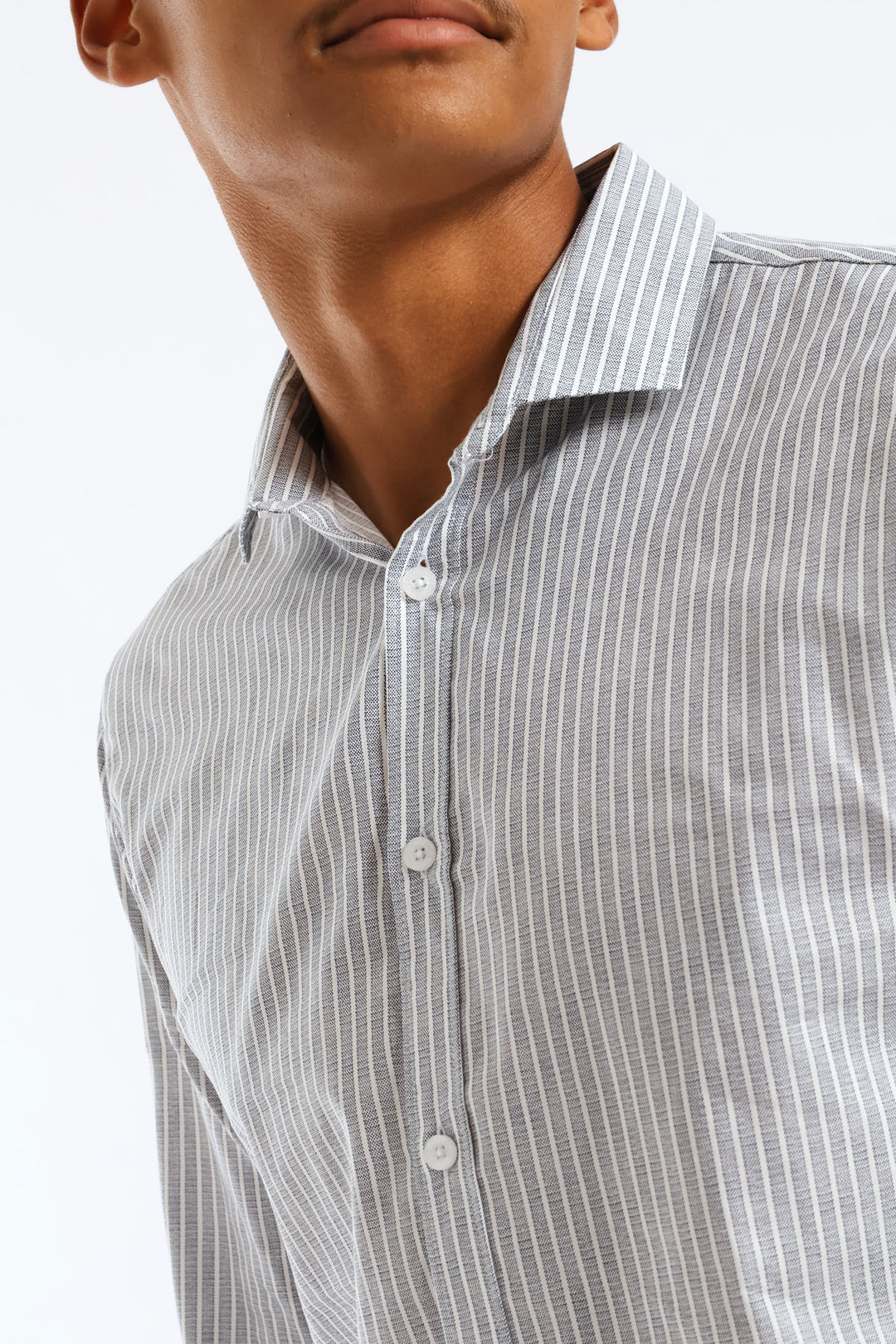 Slim Dotted Stripe Printed Shirt - White/Blue