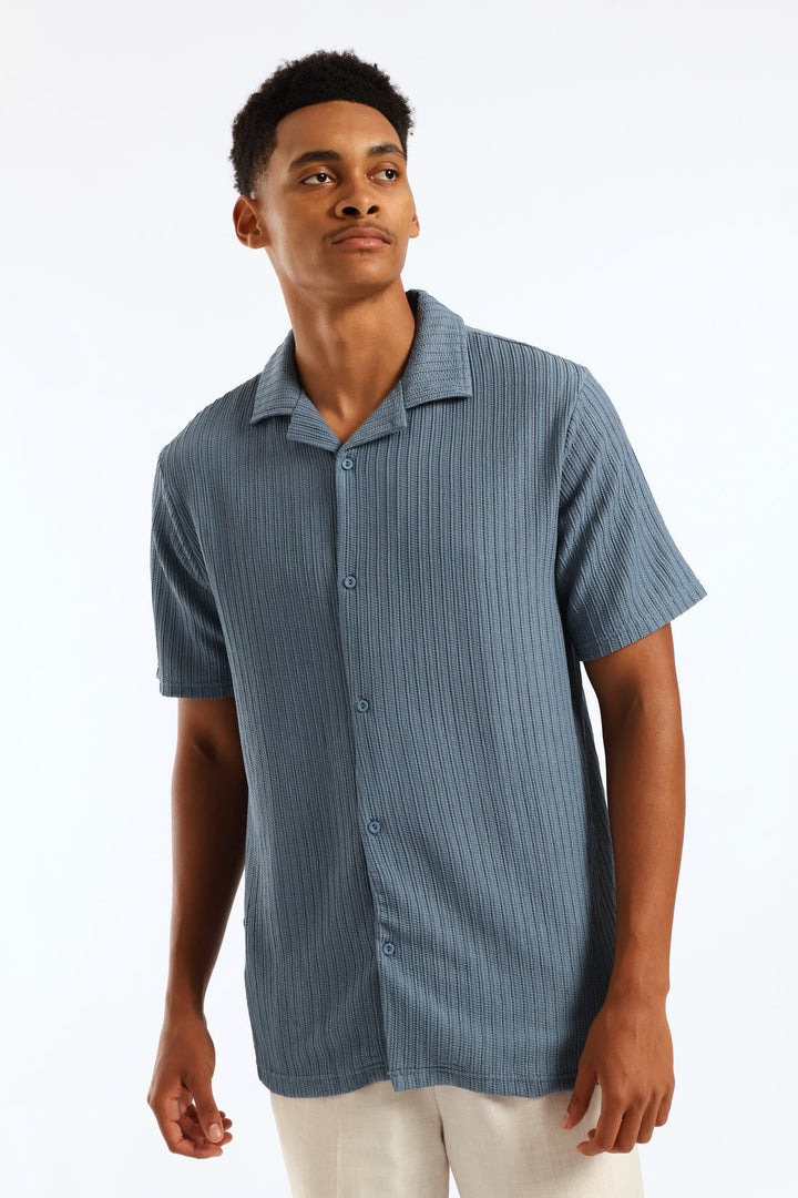 Short Sleeve Knit Shirt - Mid Blue