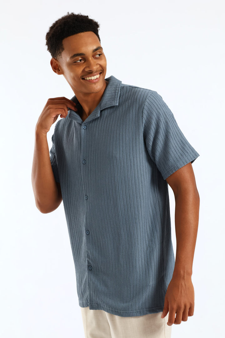 Short Sleeve Knit Shirt - Mid Blue