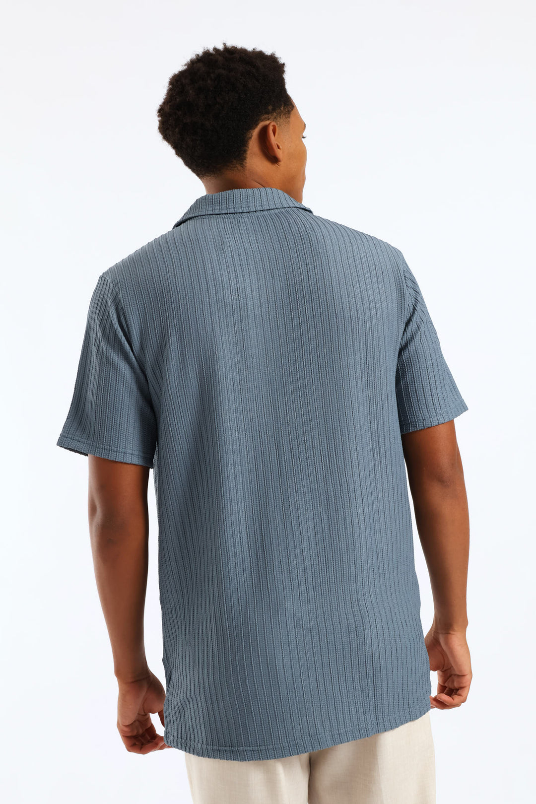 Short Sleeve Knit Shirt - Mid Blue
