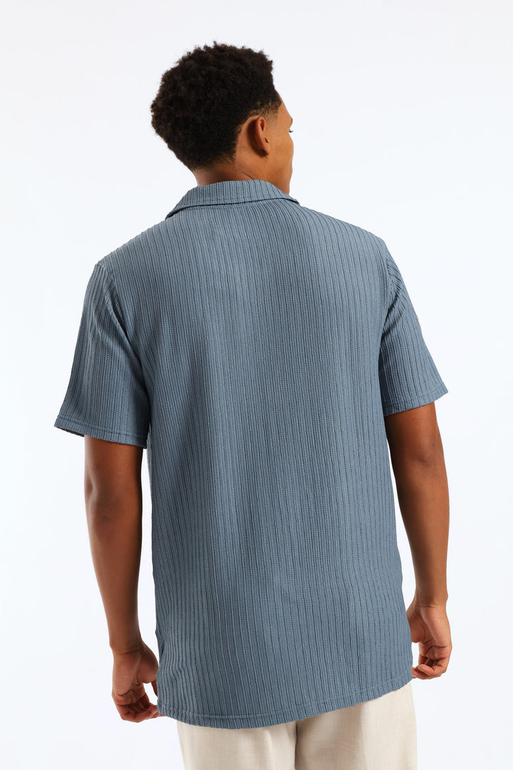 Short Sleeve Knit Shirt - Mid Blue