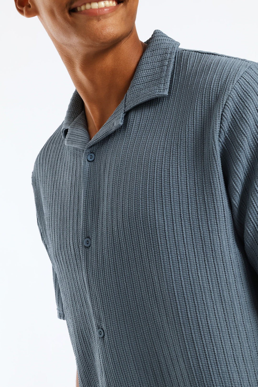 Short Sleeve Knit Shirt - Mid Blue