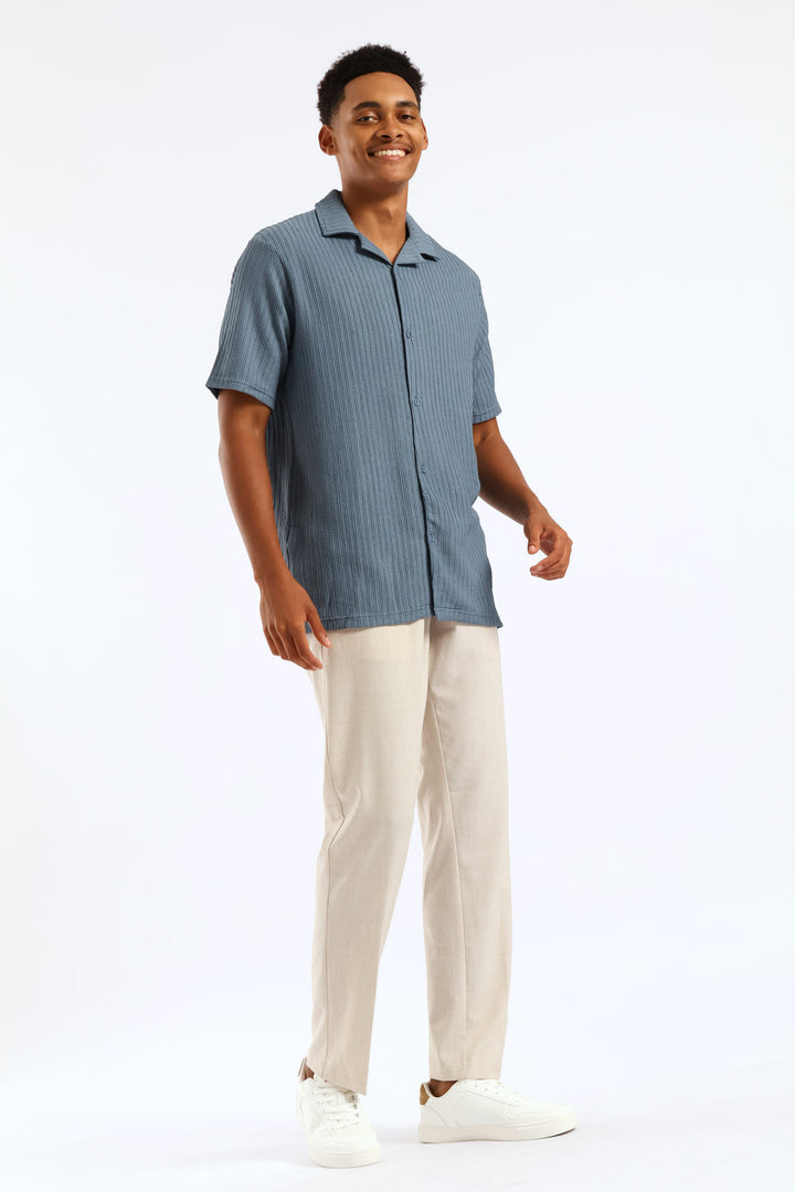 Short Sleeve Knit Shirt - Mid Blue