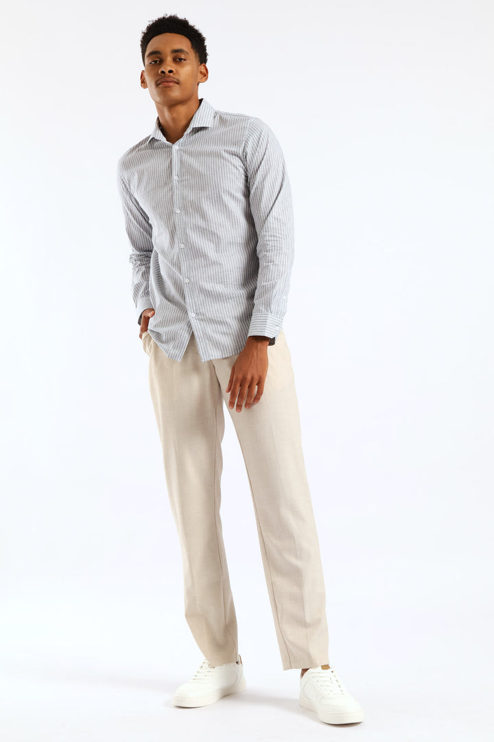 Slim Dotted Stripe Printed Shirt - White/Blue