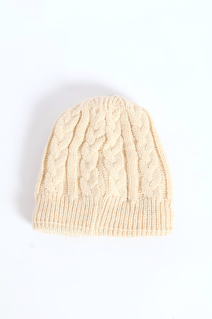 Pre-Girls Cable 3D Bow Beanie - Cream
