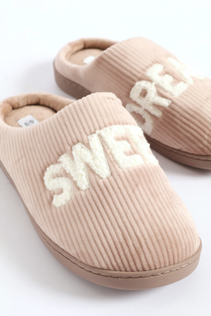 Corduroy Sweet Dreams Slipper - Beige