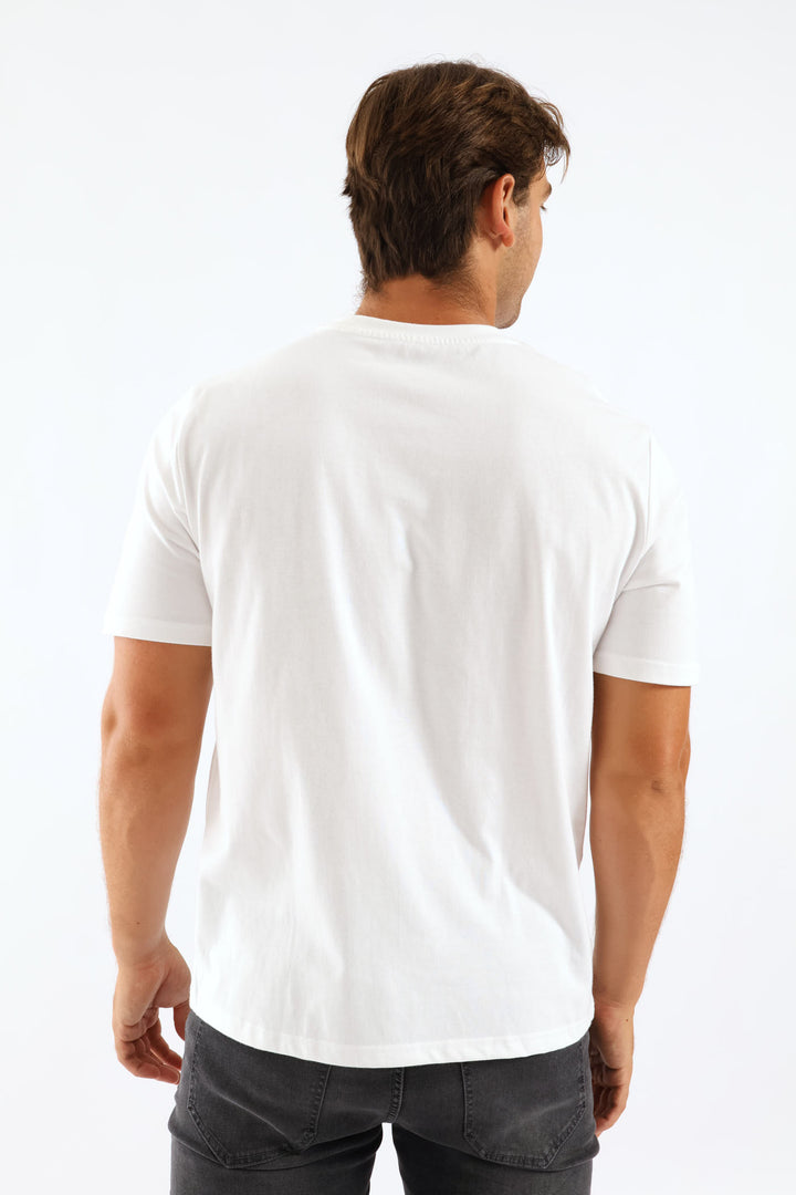 Stone Denim Wings Heavy Weight Chest Print Tee - White