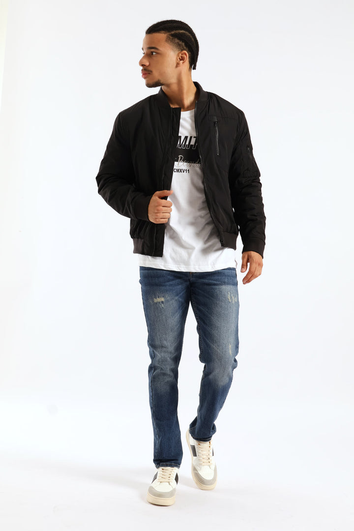 Basic Bomber Jacket - Black