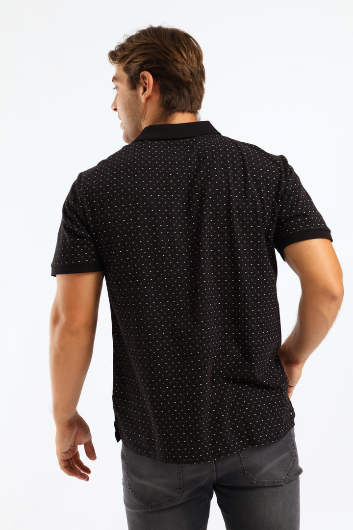 Dot Dash Print Golfer - Black