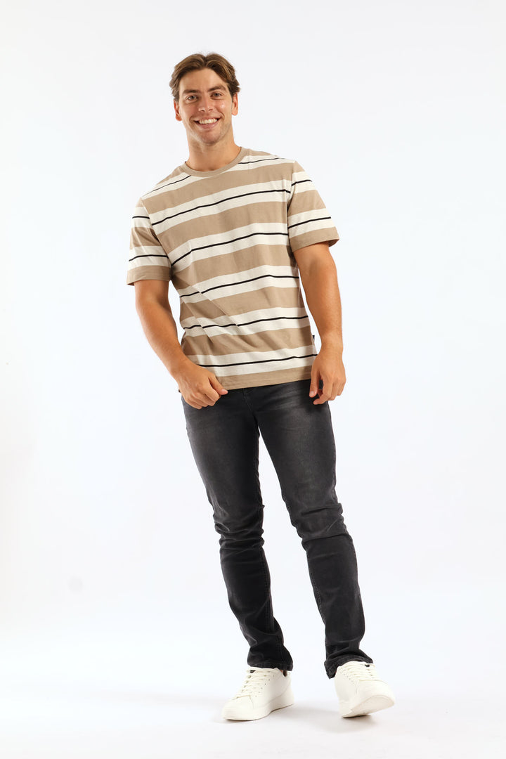 Duo Stripe Tee - Taupe