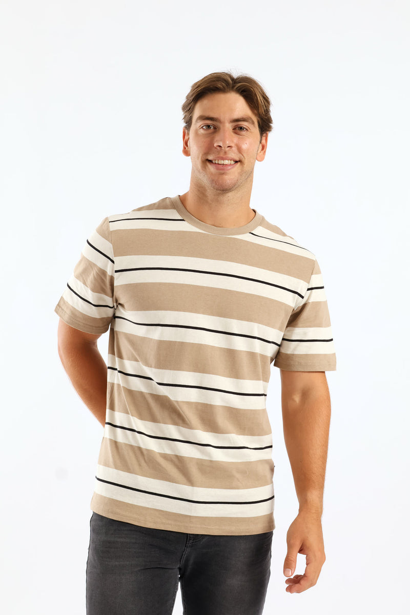 Duo Stripe Tee - Taupe