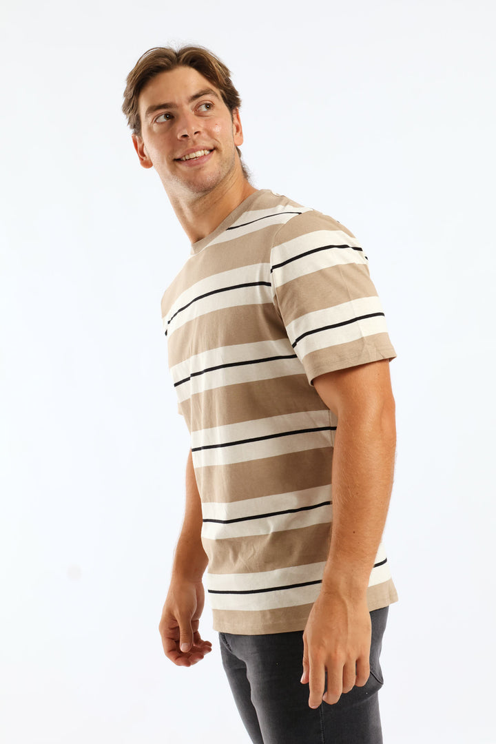 Duo Stripe Tee - Taupe