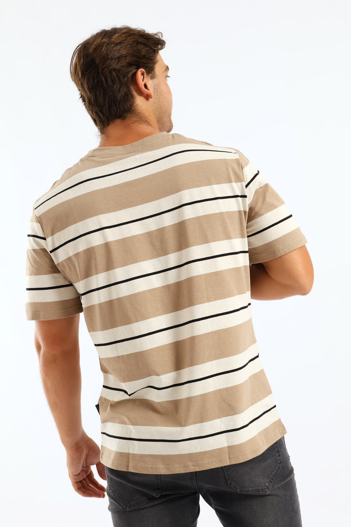 Duo Stripe Tee - Taupe