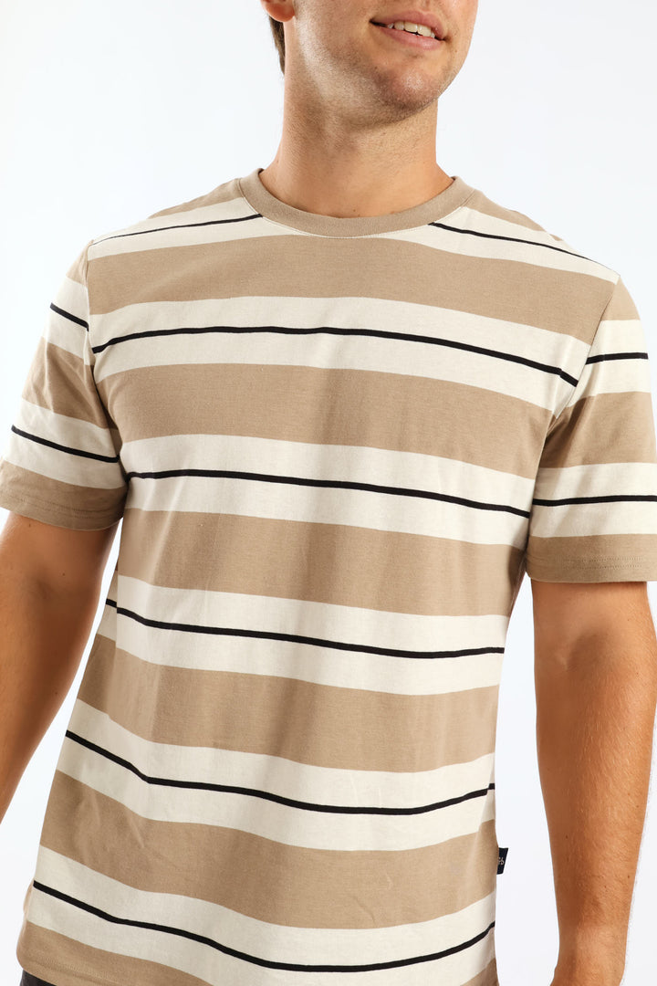 Duo Stripe Tee - Taupe