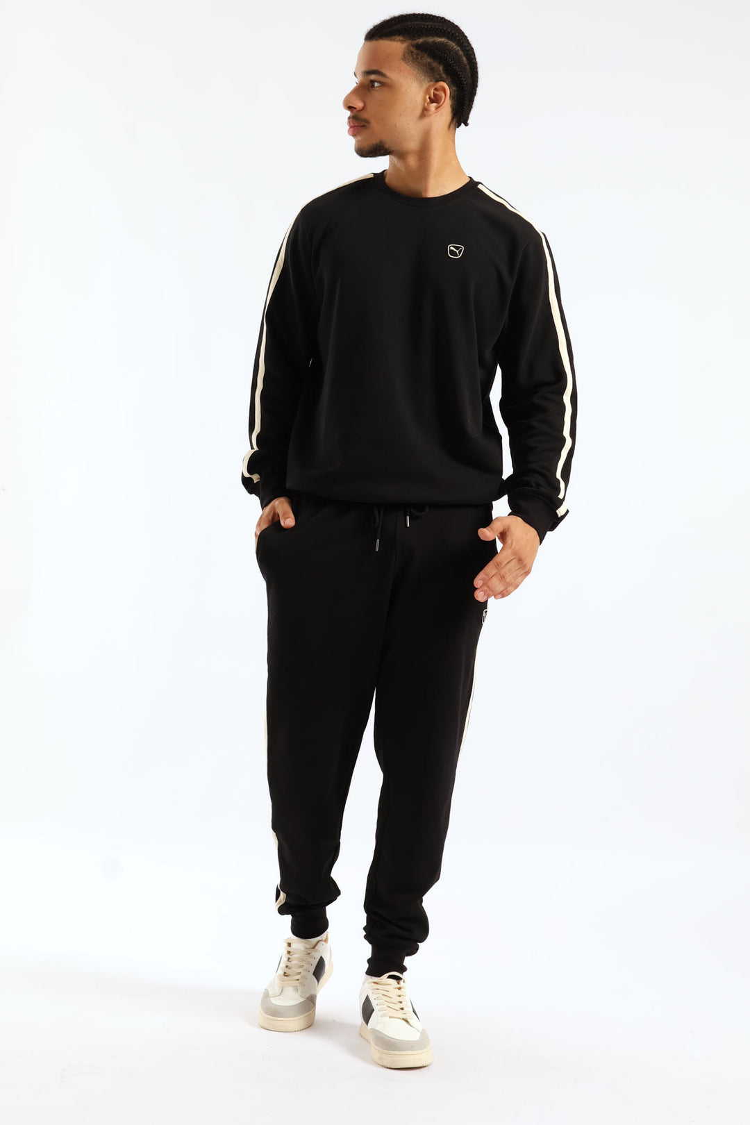 Essential Elevated Crew Tracktop - Black