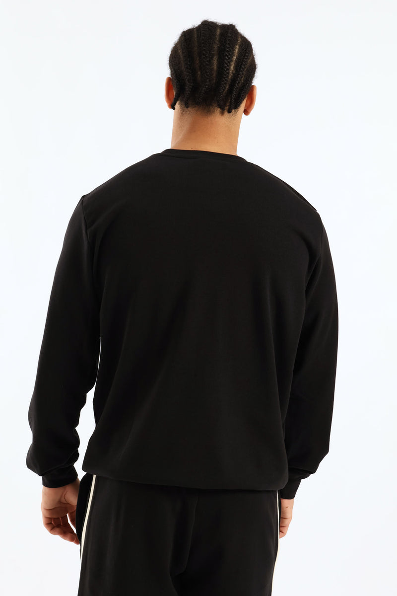 Essential Elevated Crew Tracktop - Black