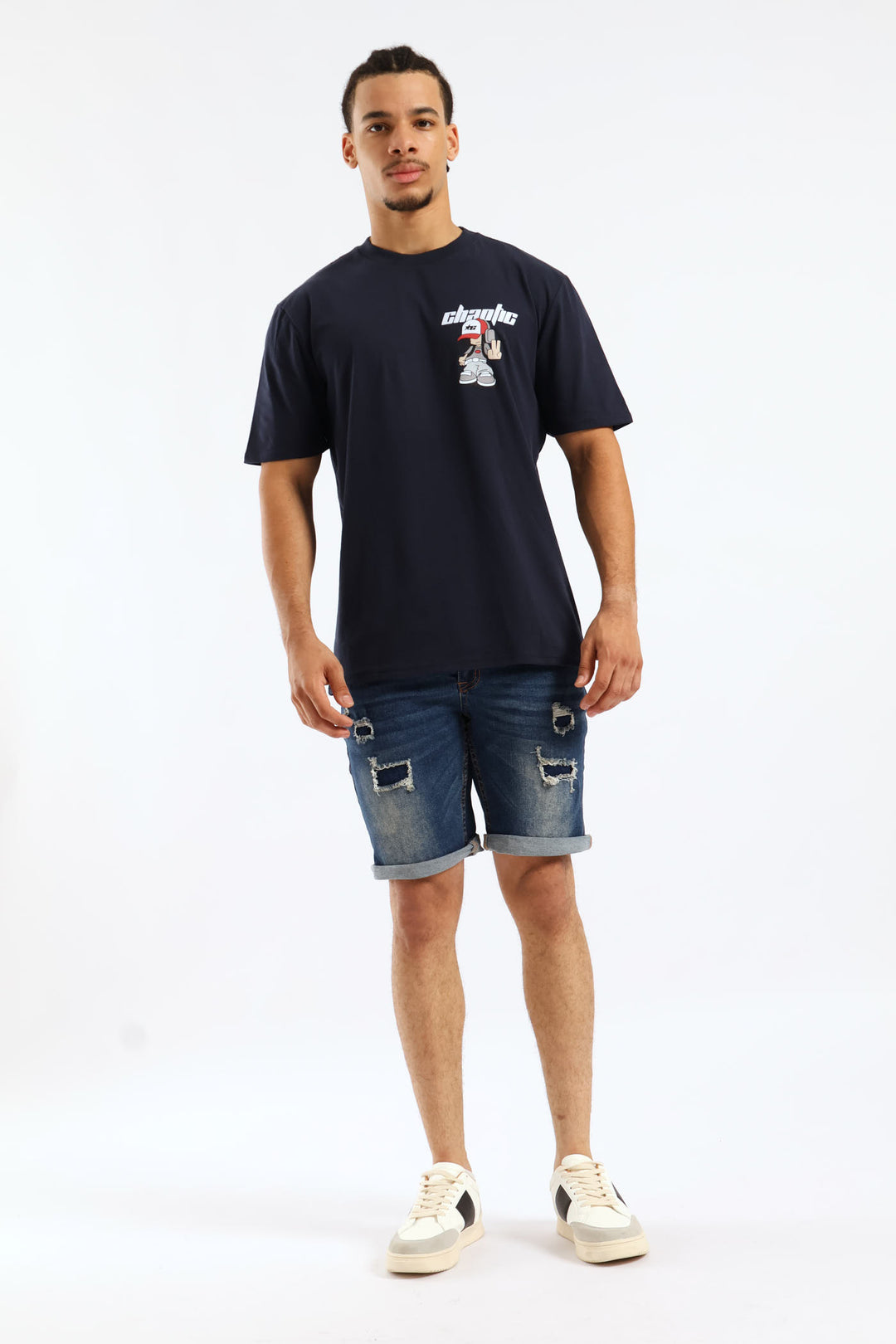 Chaotic Small Print Tee - Navy