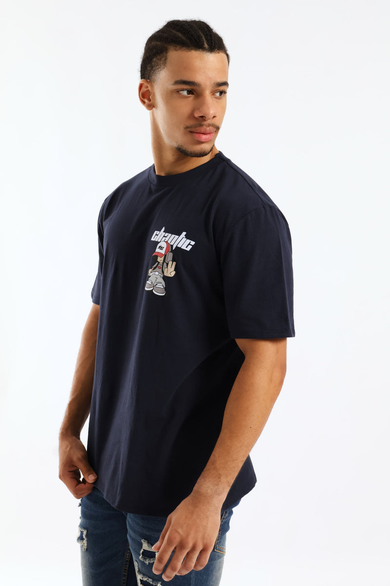 Chaotic Small Print Tee - Navy