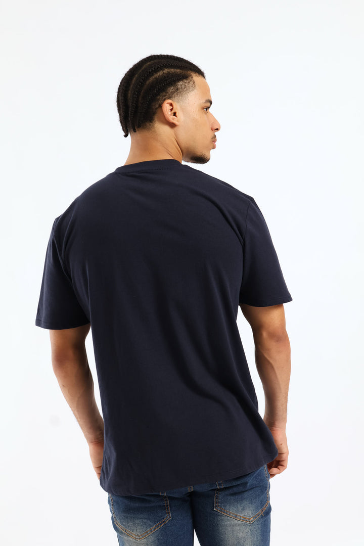 Chaotic Small Print Tee - Navy